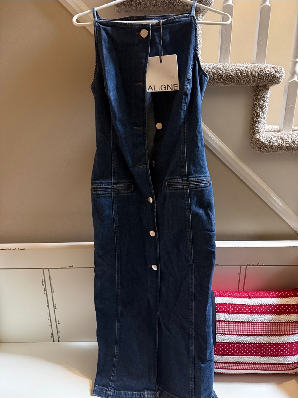 Algine by Anthropologie Dark Blue Denim Midi Dress